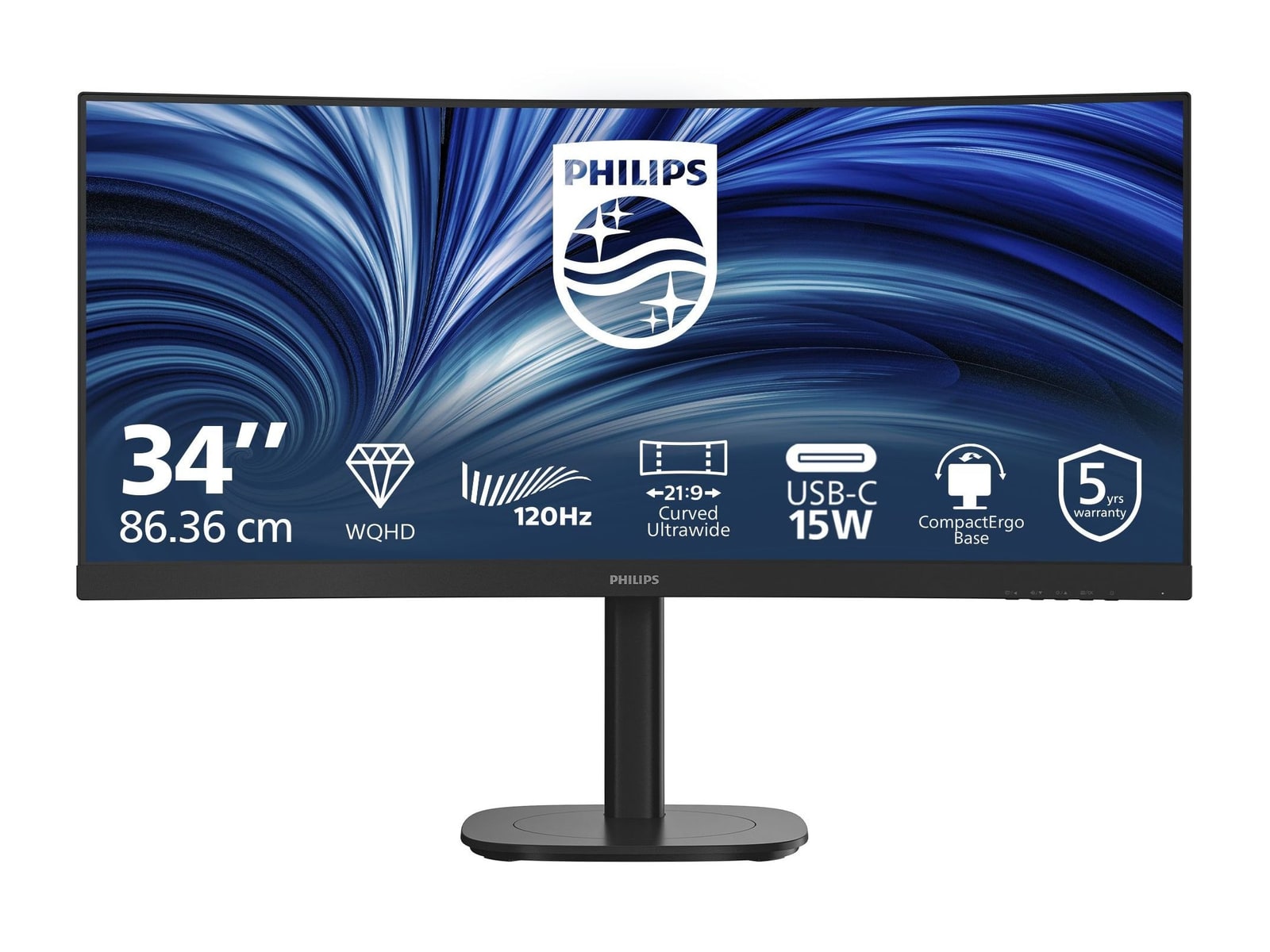 Philips - 34" 34B2N3500C UWQHD 120Hz Ultrawide Monitors - Black