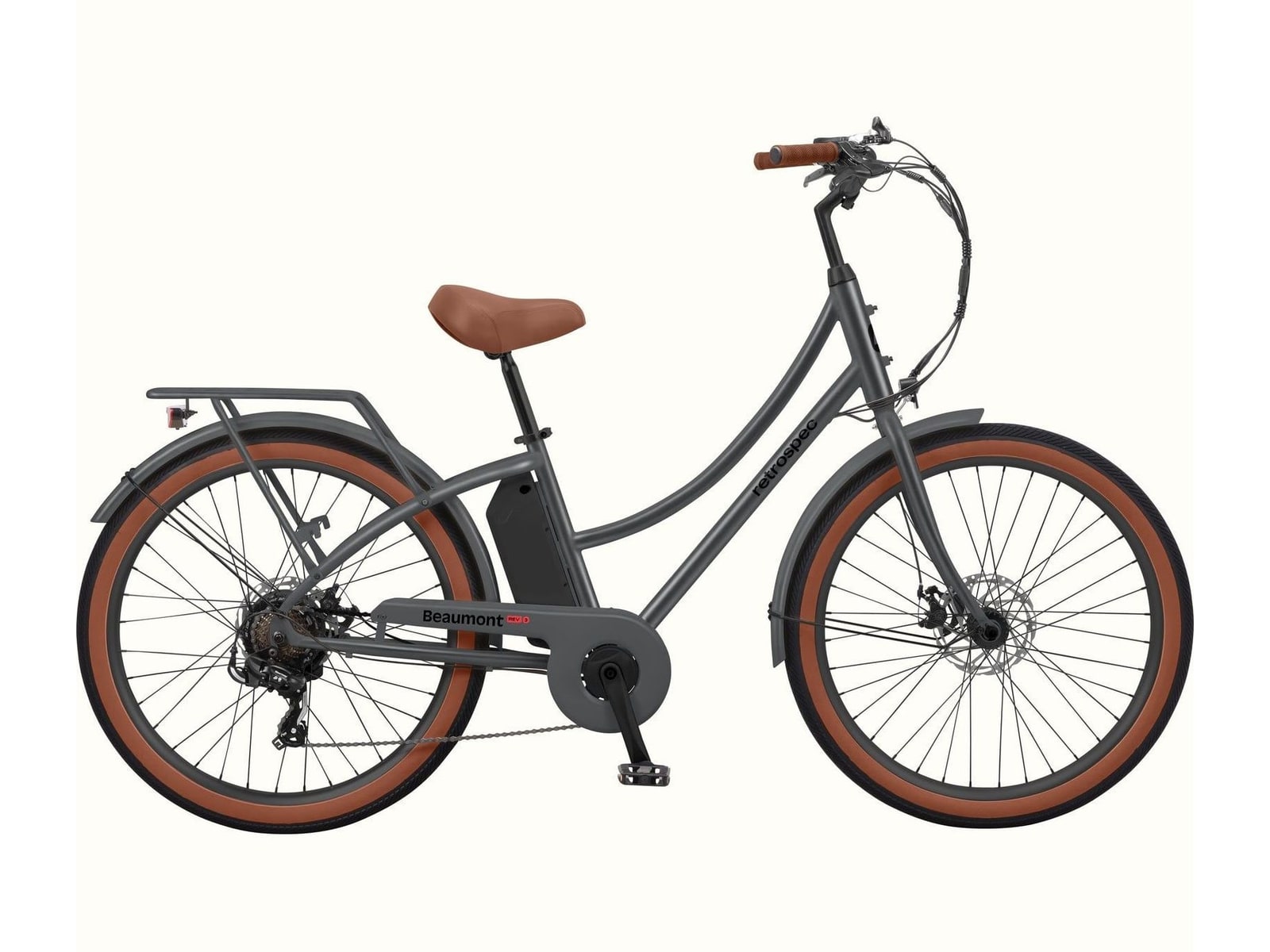 Retrospec - Beaumont Rev 3 Step-Through Matte Graphite Electric Bikes