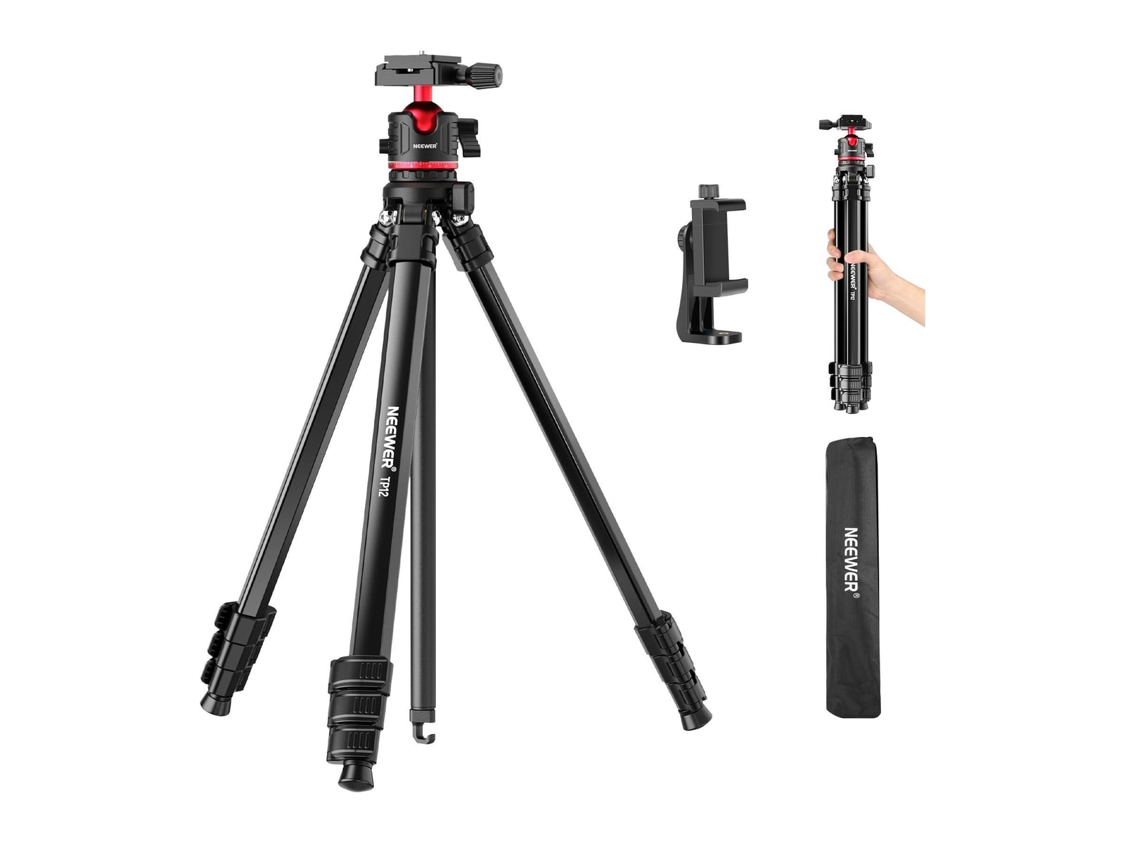 Neewer - BASICS TP12 66.5" Aluminum Alloy Travel Tripod Camera Accessories
