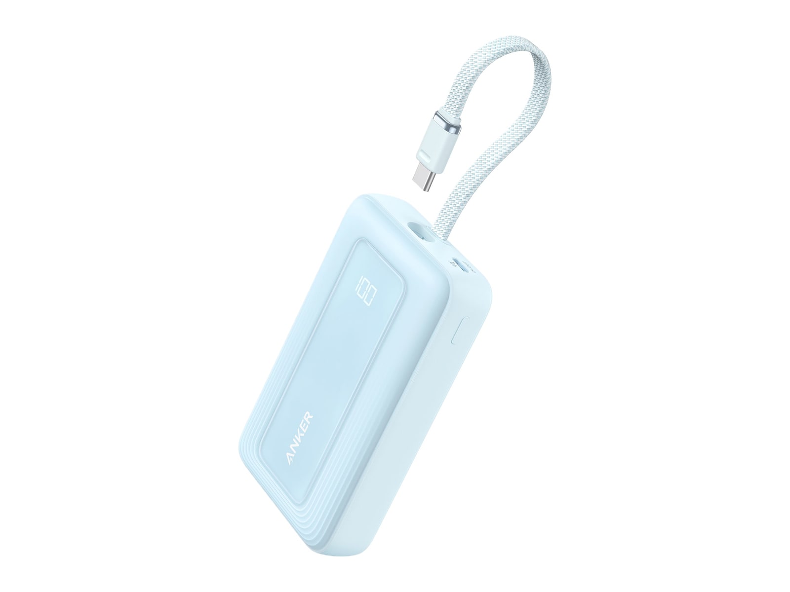Anker - Zolo Power Bank (10K, 30W, Built-In USB-C Cable) Misty Blue Power Banks