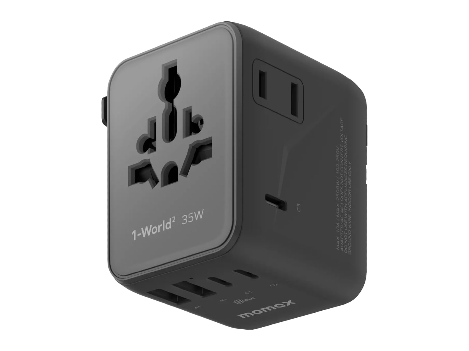 MOMAX - 1-World2 5-Port Mini Travel GaN Charger 35W Black Wall Chargers