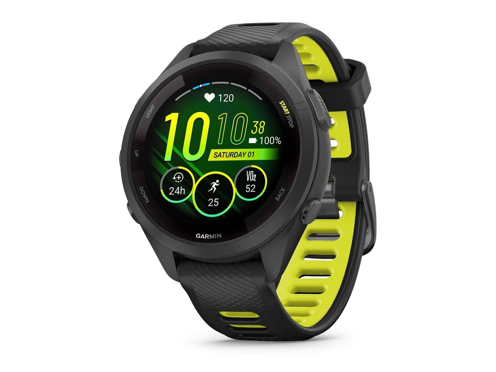 Garmin - Forerunner 265S Black/Amp Yellow Silicone Band Smart Watches - Black