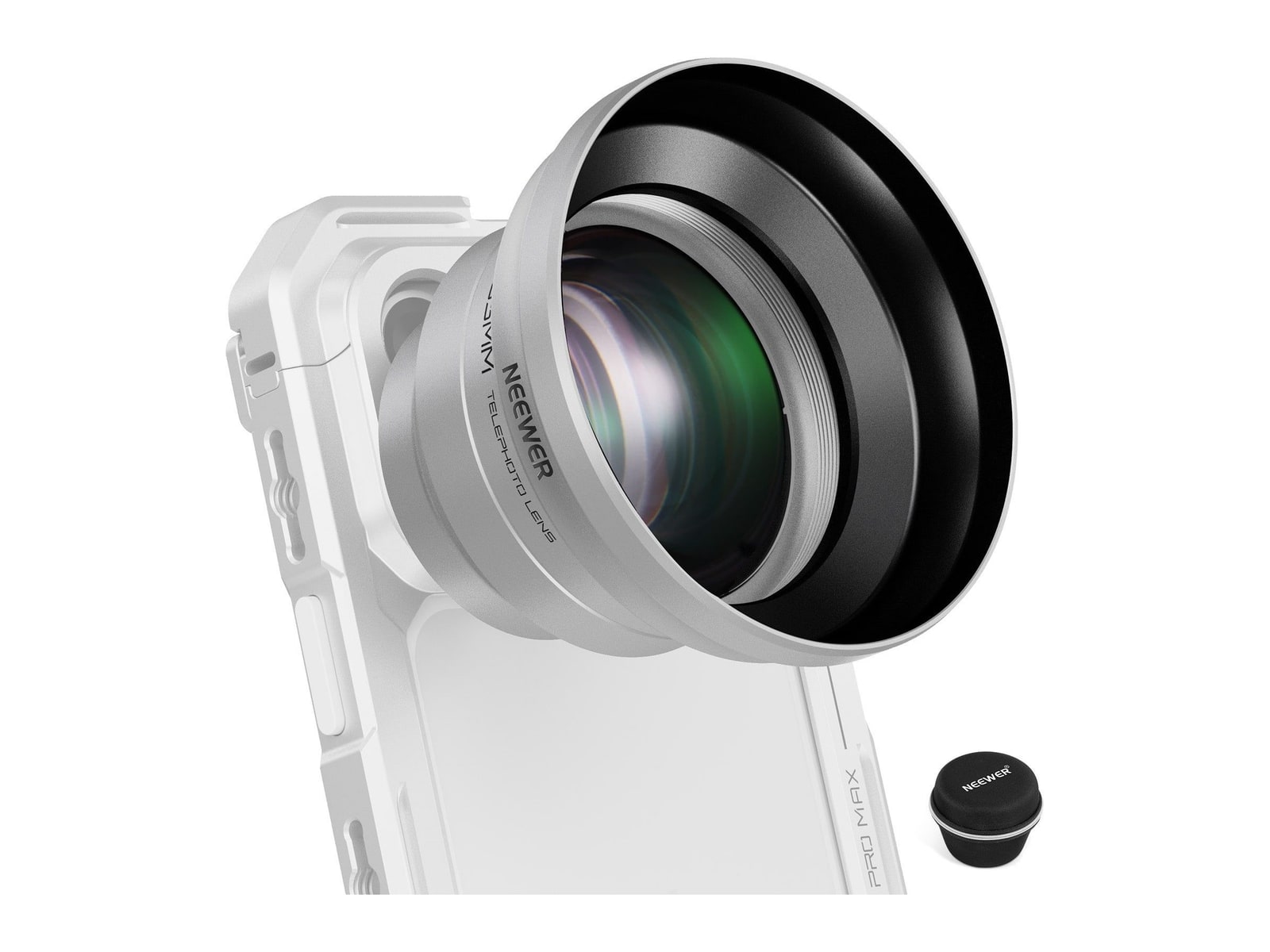 Neewer - LS-66 65mm HD Telephoto Phone Lens with 17mm Thread & Lens Hood Camera Accessories - Silver