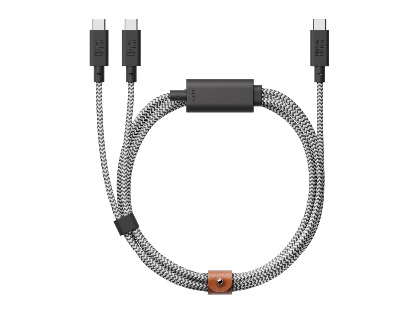 Native Union - Belt Cable 2-in-1 USB-C to USB-C & USB-C Cable (140W) Zebra Charging Cables