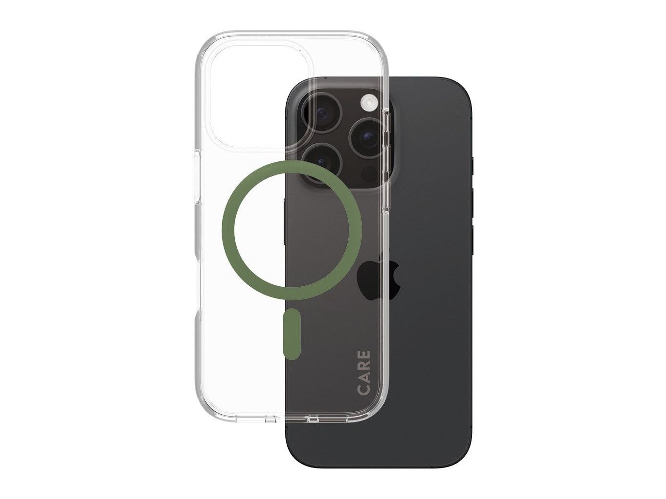 PanzerGlass - CARE Urban Combat Case Transparent w. Green MagSafe iPhone 16 Pro