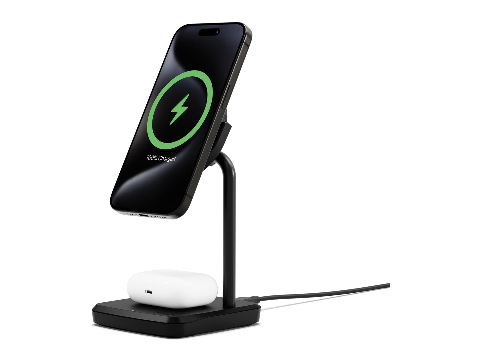 Cygnett - ChargeBase Qi2 2-in-1 Magnetic Wireless Charger Qi2 - Black Wireless Chargers