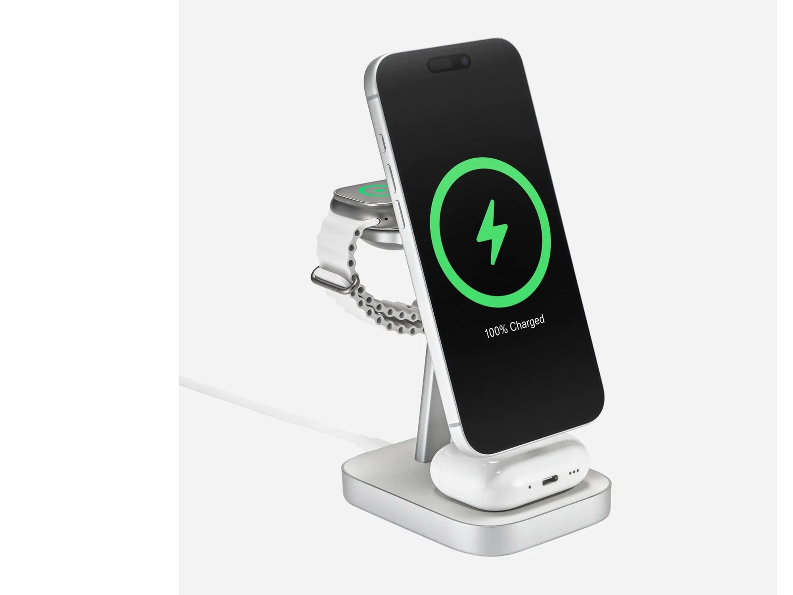 mophie - 3-in-1 Wireless Charge Stand White Wireless Chargers
