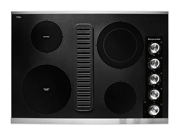 KitchenAid - 30" Stainless Steel Electric Downdraft Cooktop With 4 Elements Cooktops