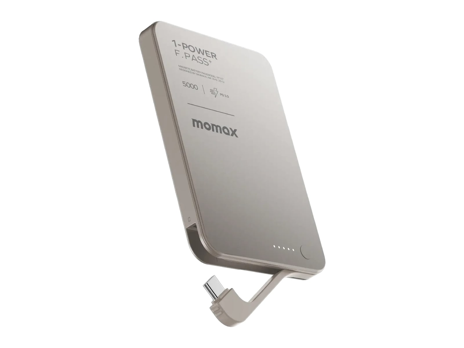 MOMAX - 1-Power F.Pass+ 5000mAh Magnetic Battery Pack Titanium Power Banks