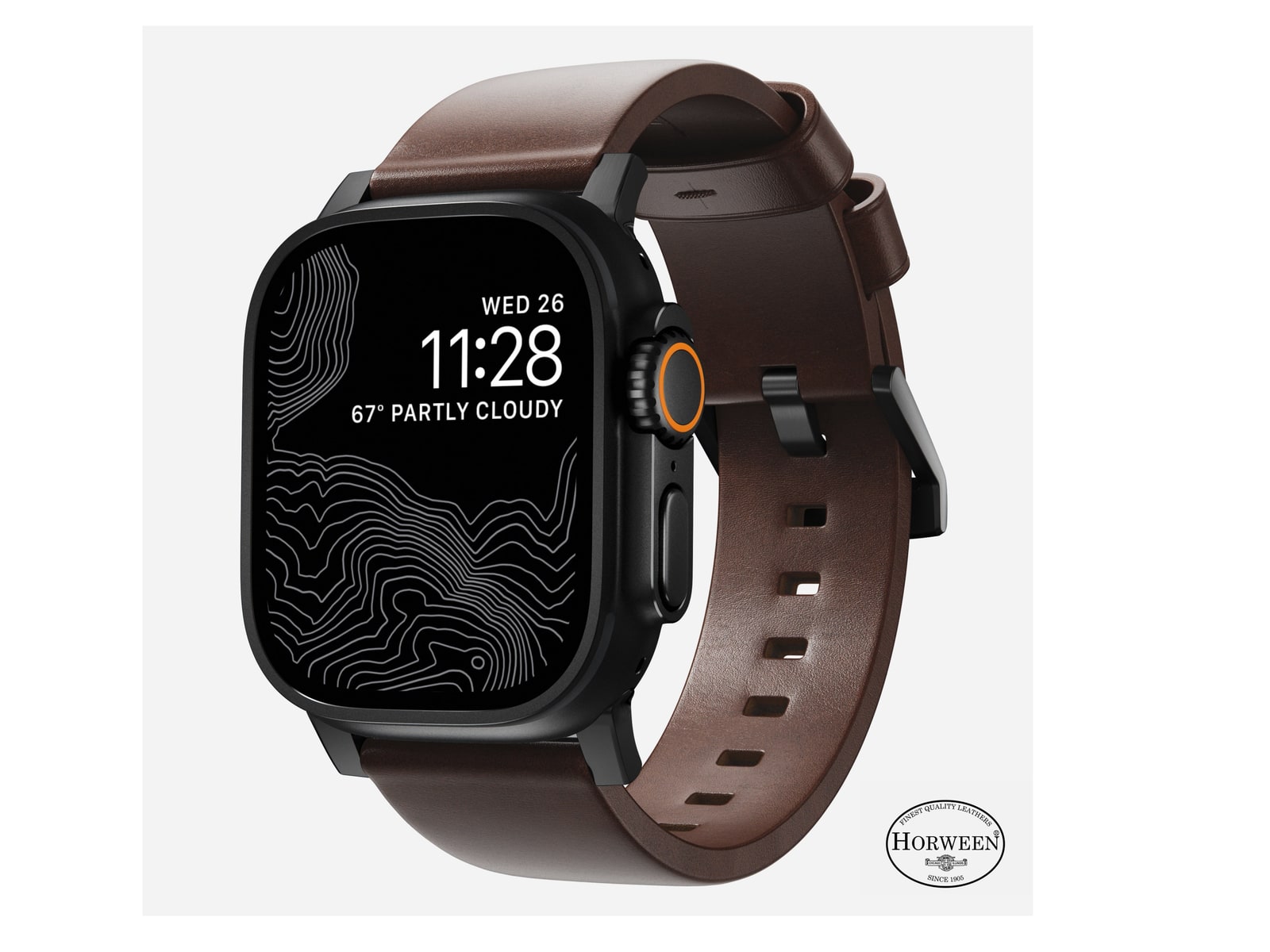Nomad - Modern Band - 46mm/49mm Watch Bands - Black Hardware - Rustic Brown - Horween