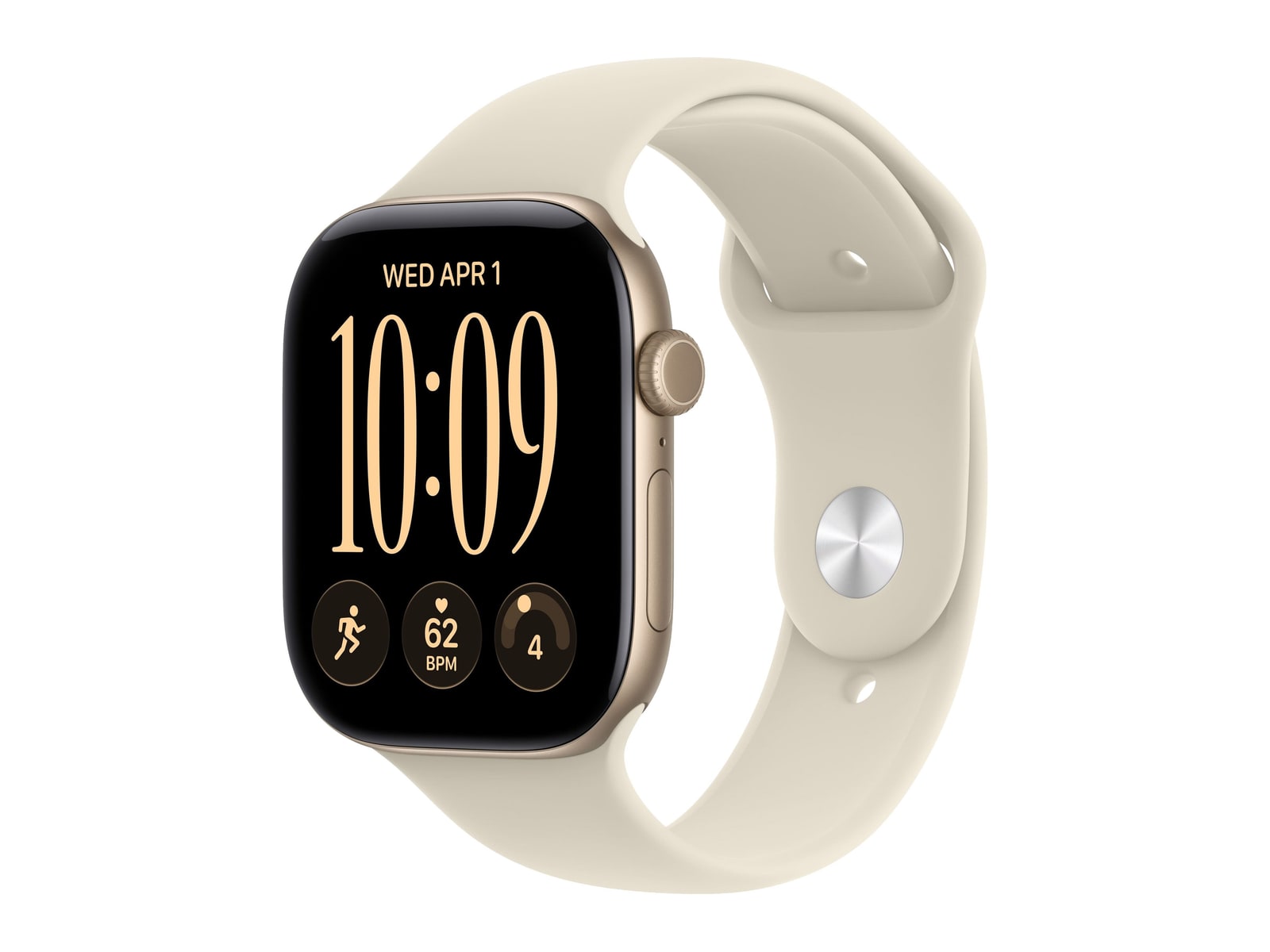 Apple Watch Series 12 GPS + Cellular 46mm Light Gold Aluminum Case with Sand Sport Band - S/M