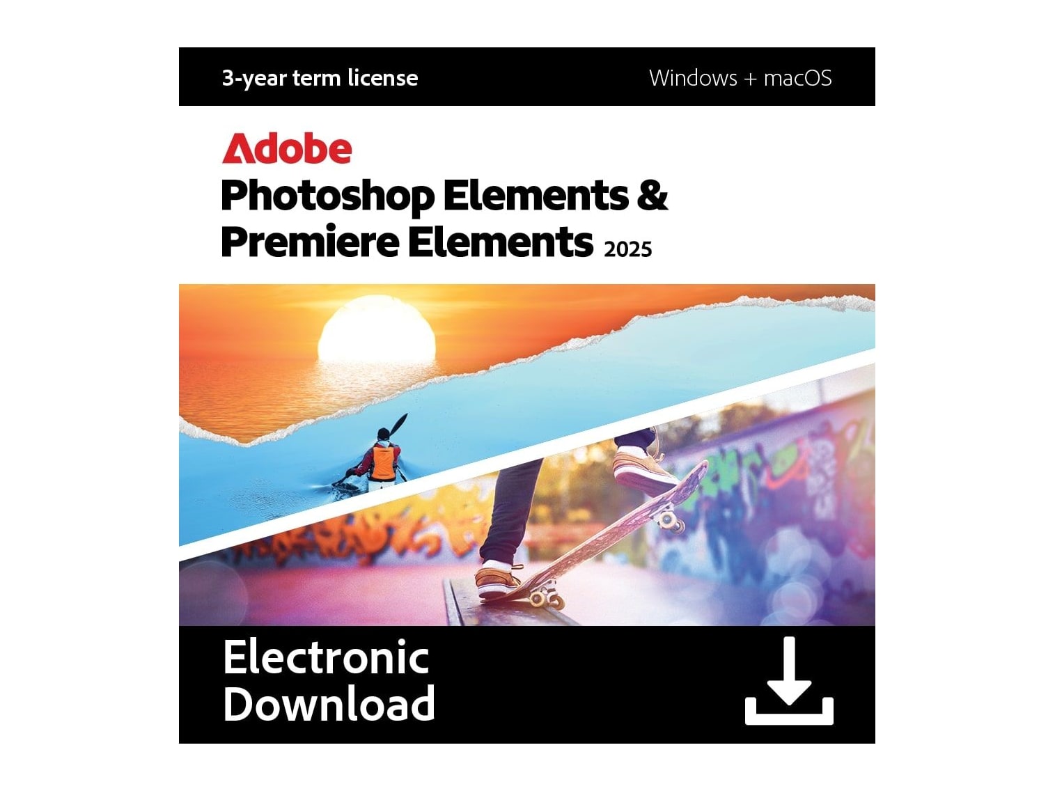 Adobe - Photoshop Elements 2025 & Premiere Elements 2025 (3-Year Term License) Photo Editing Software
