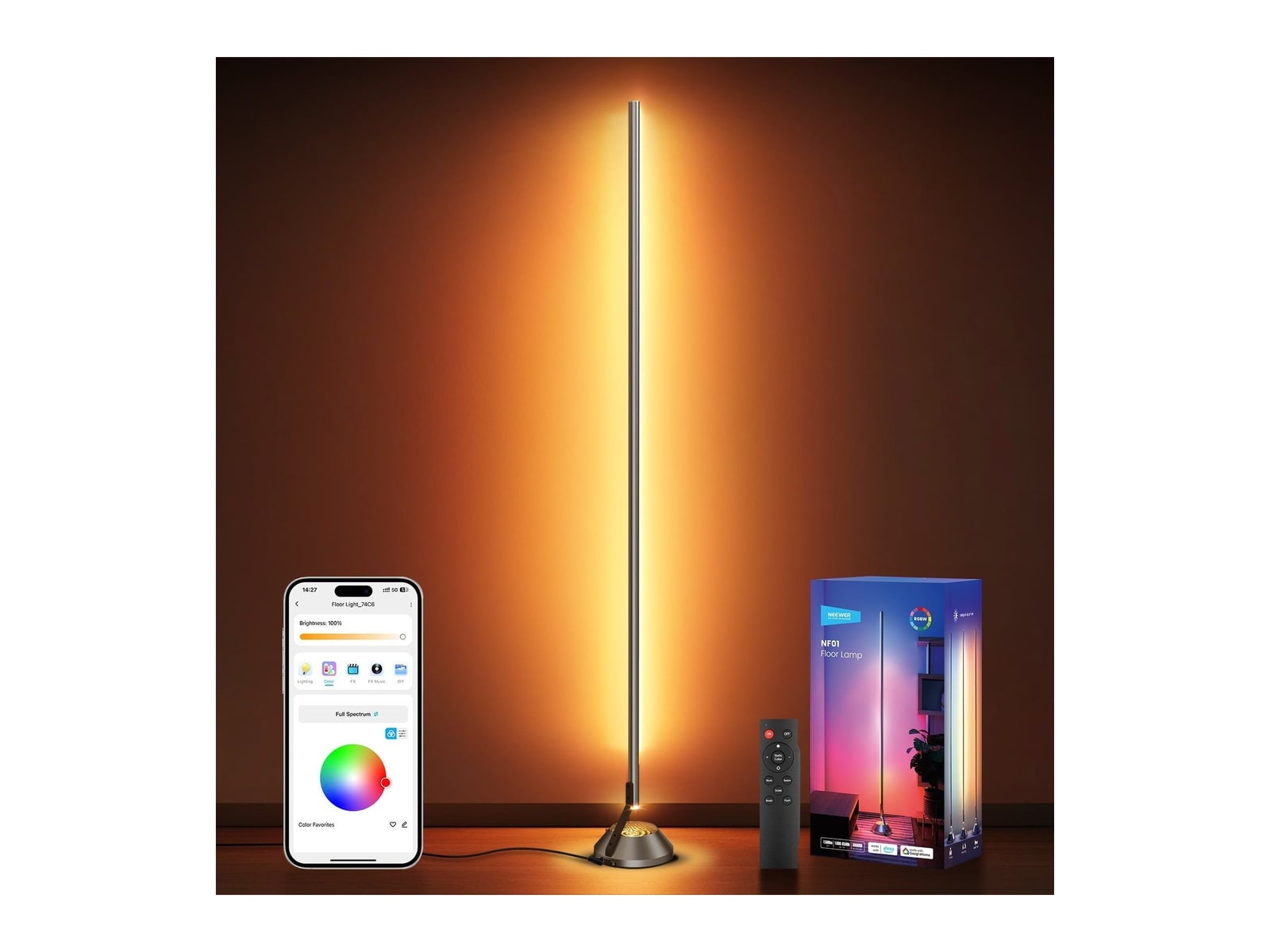 Neewer - NF01 1500lm Smart RGBW Corner Floor Lamp Smart Lighting