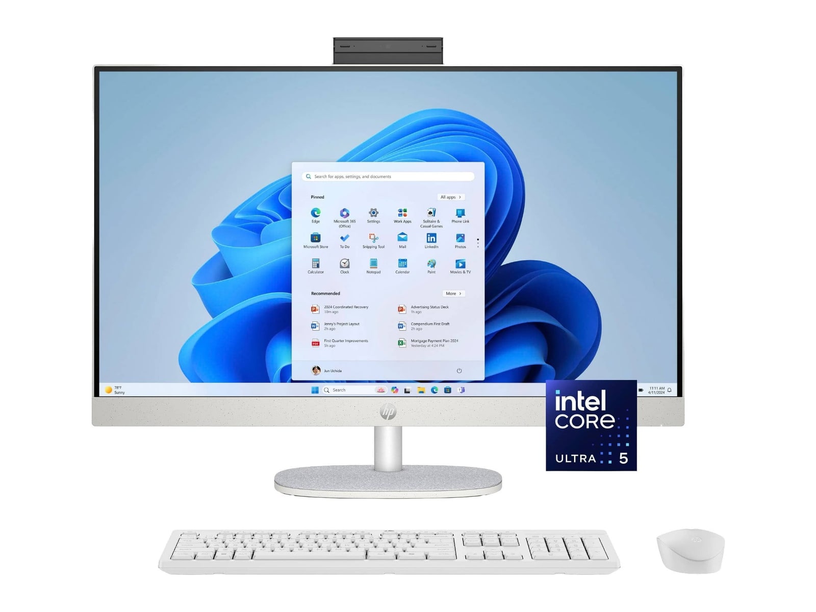 HP - 27-cr2034 27" - Intel Core Ultra 5 Series 2 225U chip - 8GB Memory - 512GB SSD - Shell White