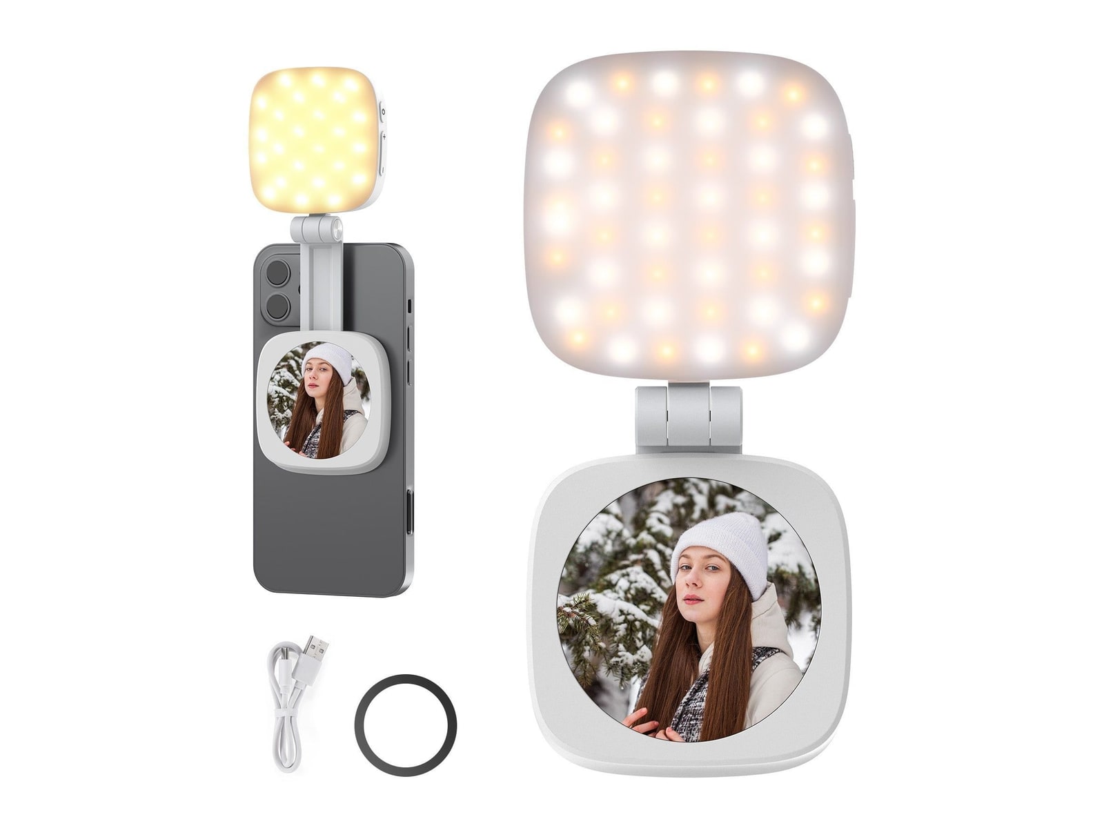 Neewer - BASICS NL48B Magnetic Selfie Light Camera Accessories - White