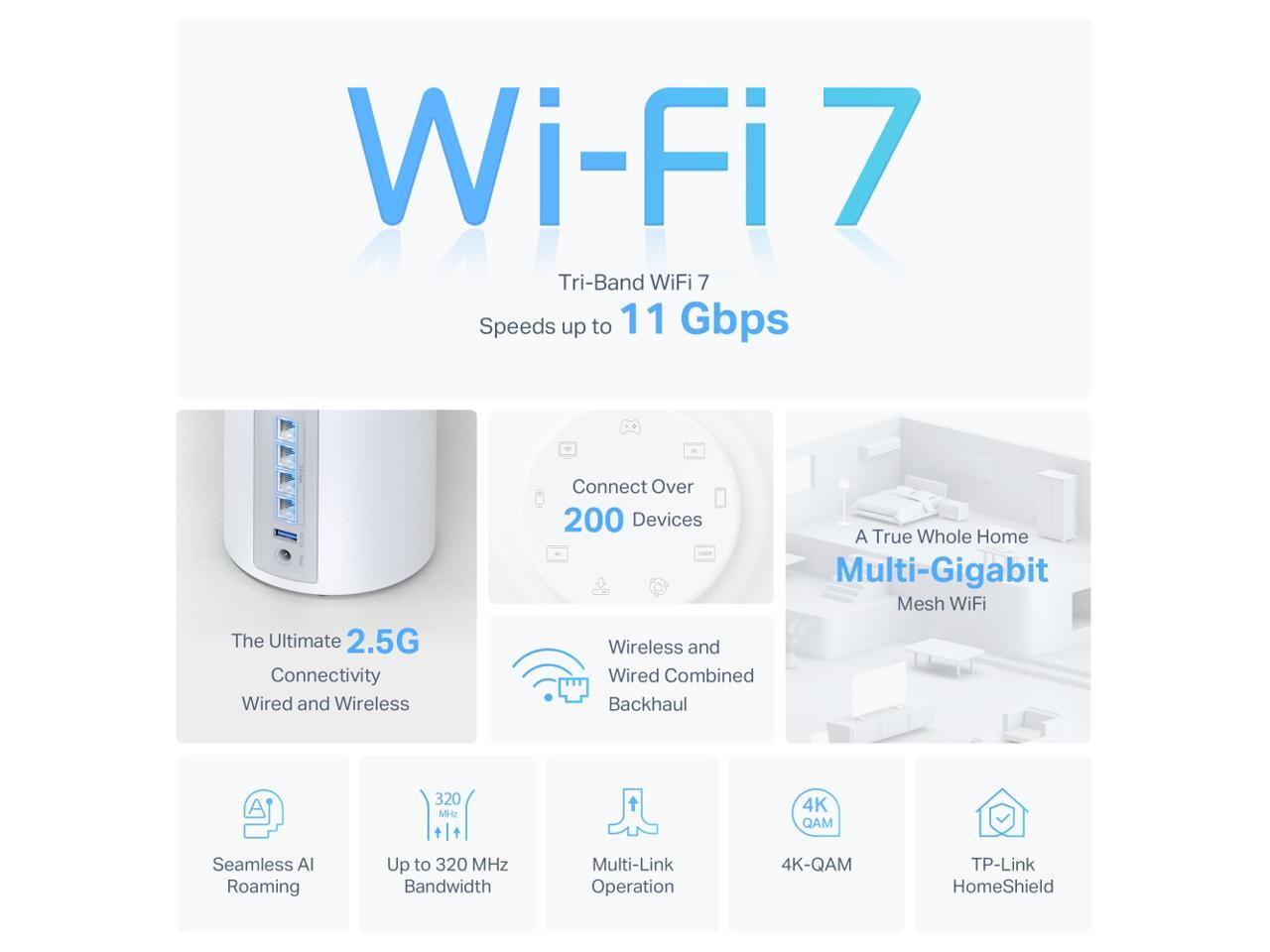 TP-Link - Deco BE65 3-Pack Wi-Fi 7 (802.11be) Mesh Wi-Fi Systems