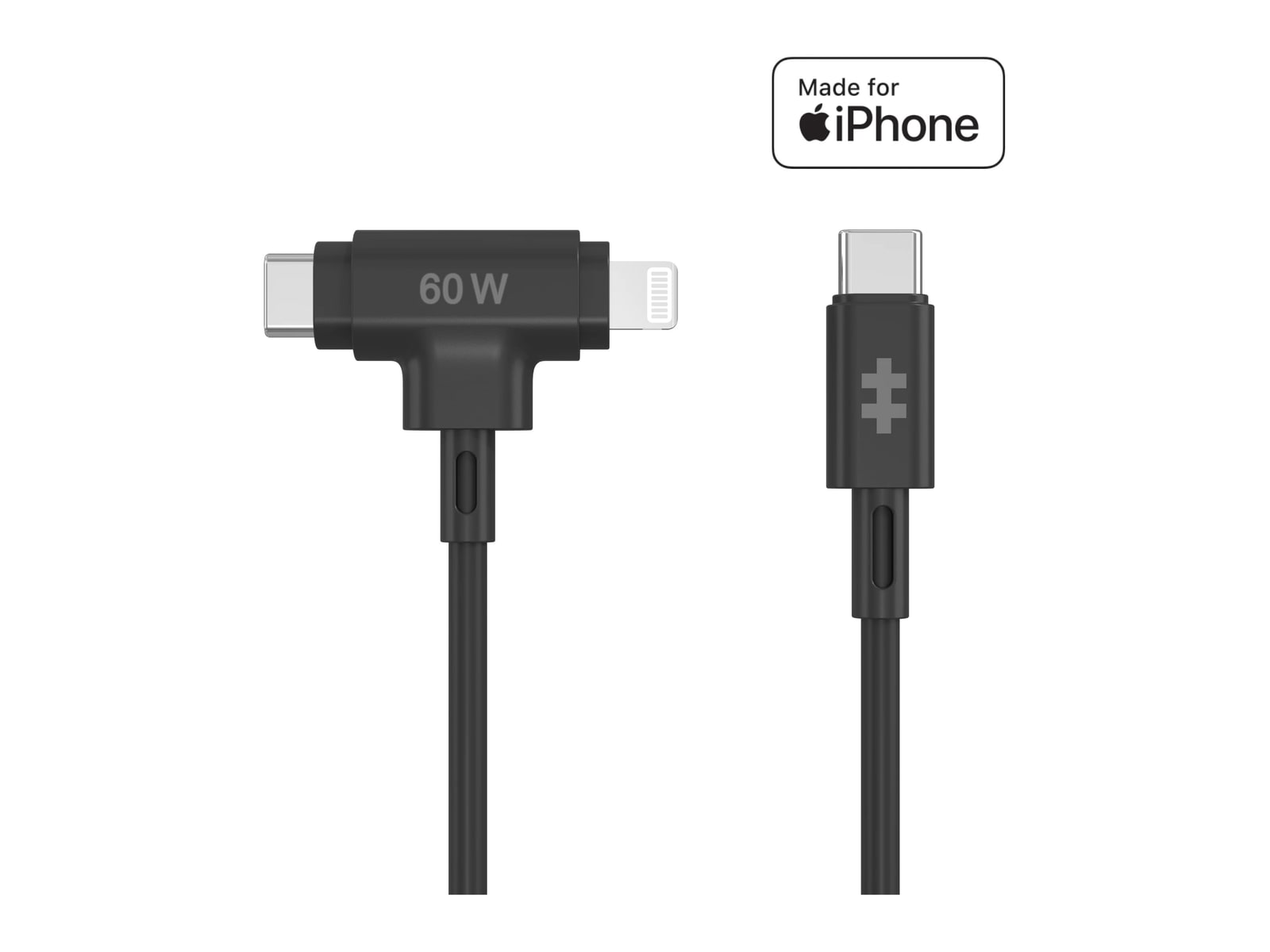 Hyper - HyperJuice USB-C and Lightning Hybrid Silicone Cable (1.5m/5ft) Black USB-C Cables