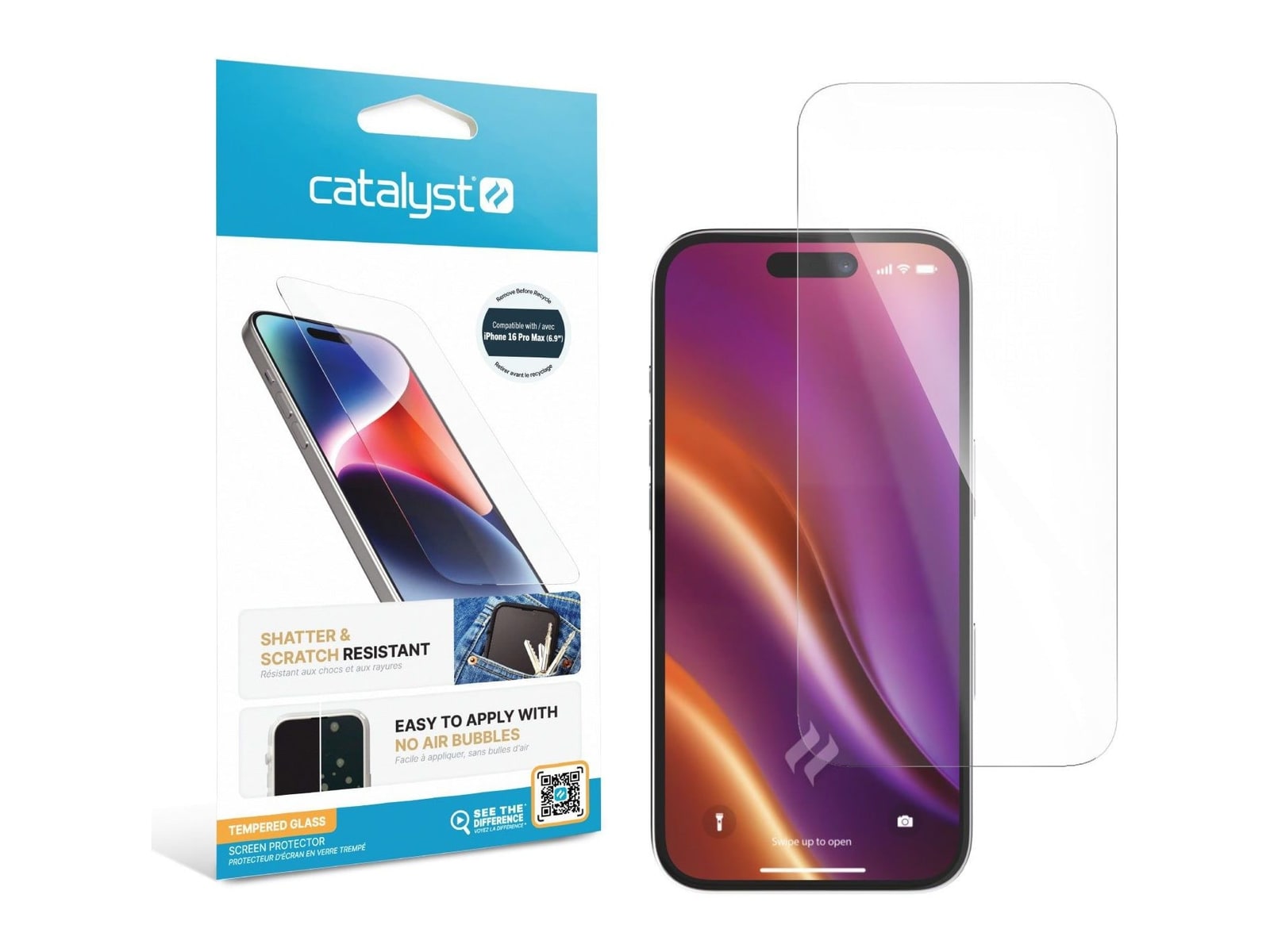 Catalyst - Tempered Glass Screen Protector - iPhone 16 Pro Max - Clear