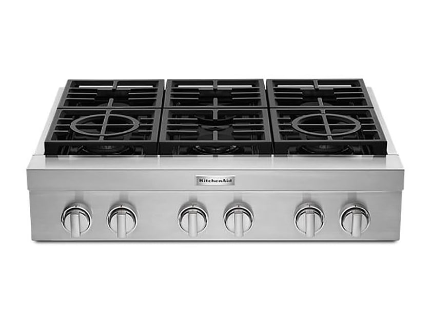 KitchenAid - 36" Stainless Steel 6-Burner Commercial-Style Gas Rangetop Cooktops