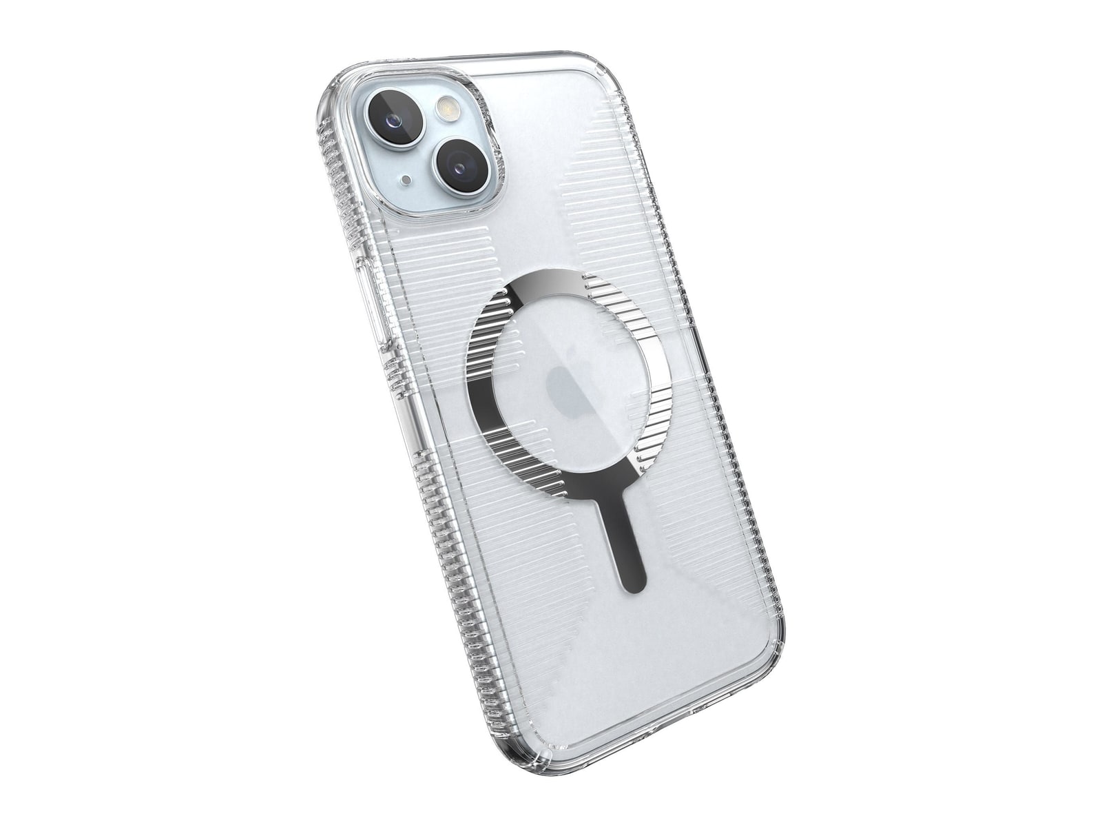 Speck - GemShell Grip MagSafe - iPhone 15 Plus - Clear/Chrome