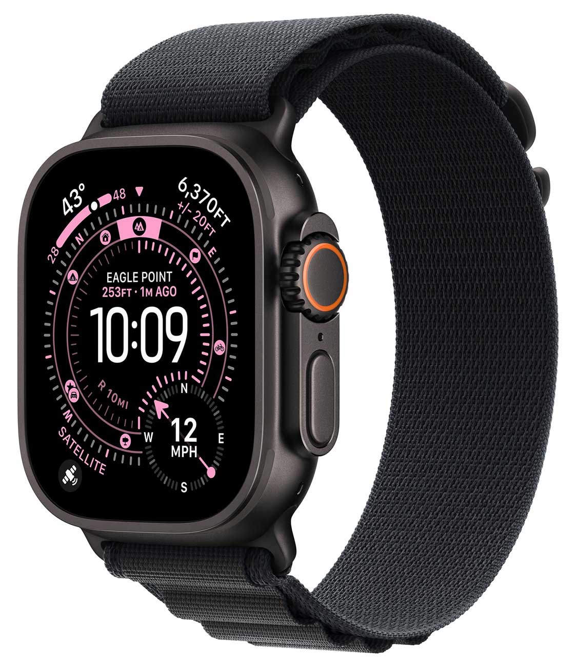 Apple - Apple Watch Ultra 3 (GPS + Cellular) 49mm Black Titanium Case with Black Alpine Loop - Medium - Black Titanium