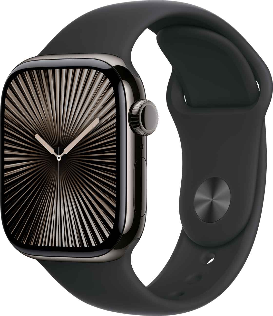 Apple - Apple Watch Series 10 (GPS + Cellular) 42mm Slate Titanium Case with Black Sport Band - M/L - Slate Titanium