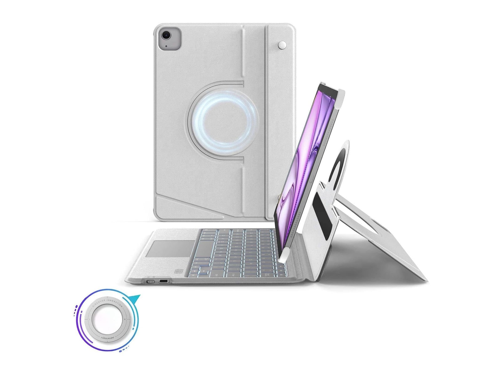 Nillkin - MagicEase Ultra-Slim Magnetic Backlit Keyboard - iPad 13-inch - Gray
