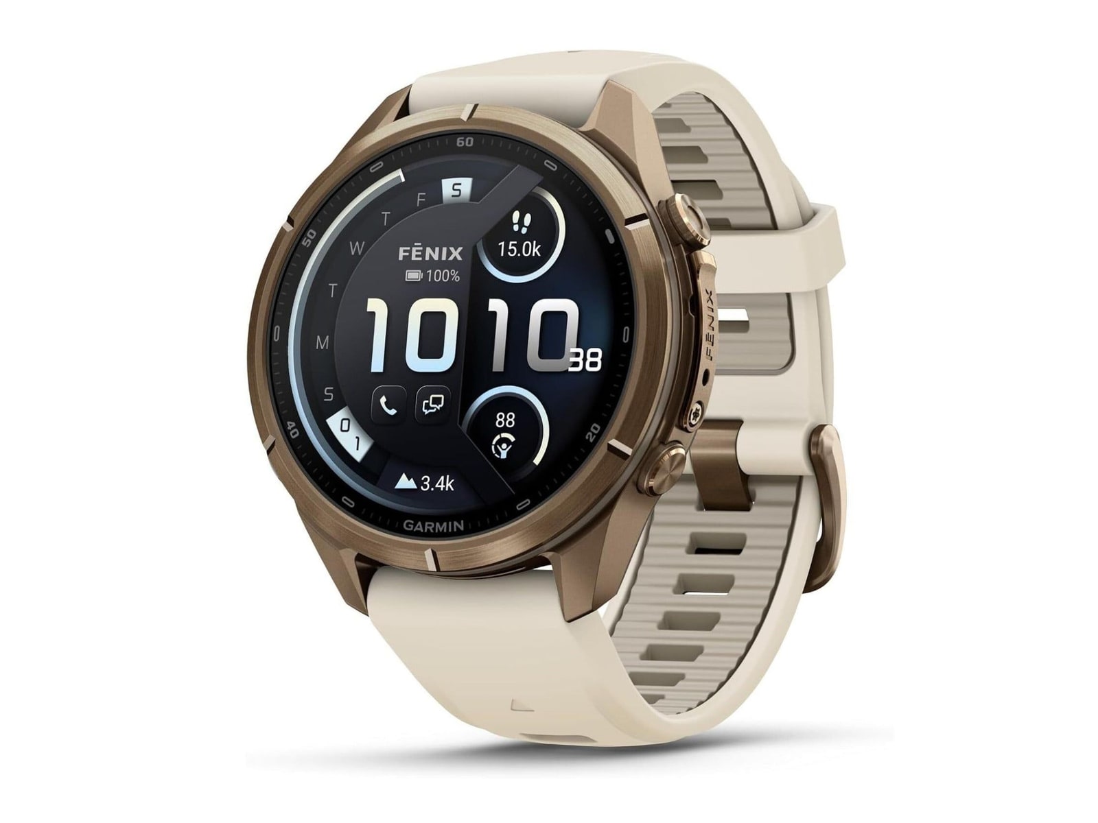 Garmin - fenix 9 Pro AMOLED GPS 43mm Multisport Smartwatch with inReach (Autumn Gold Titanium/French Gray Band) Smart Watches - Gold