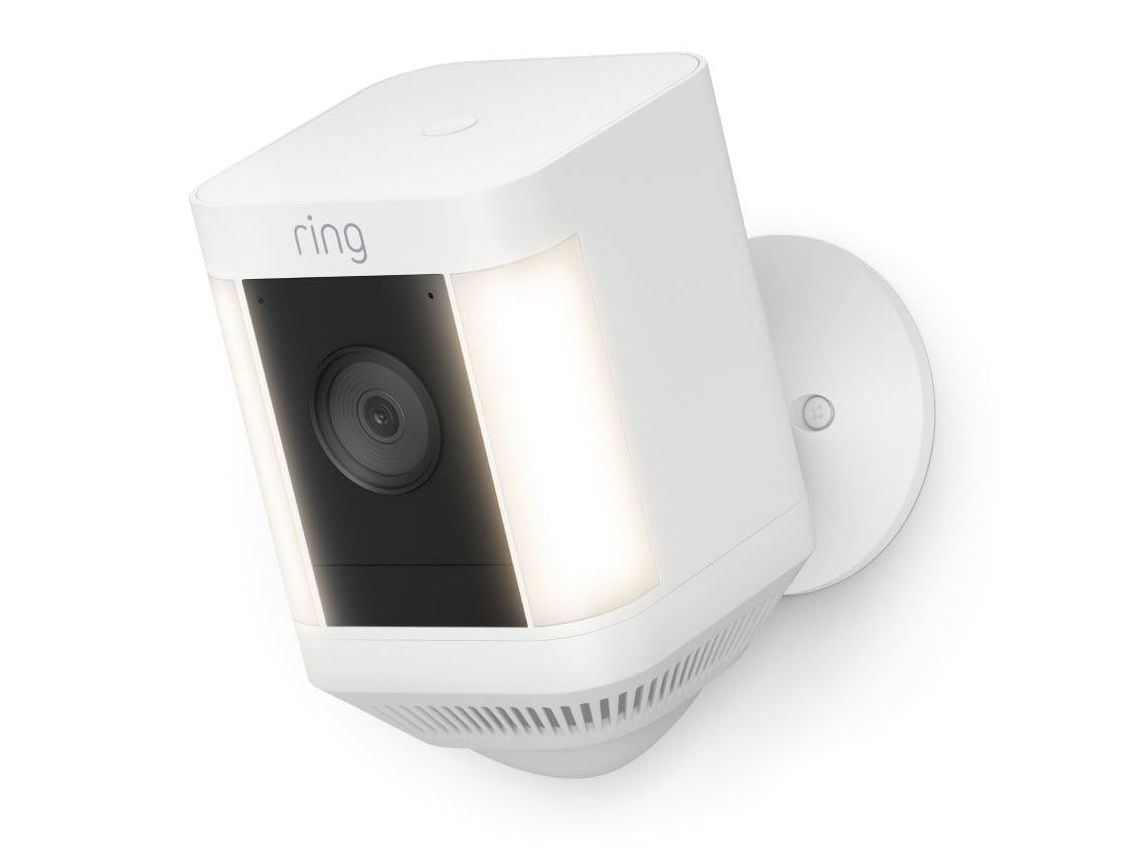 Ring - Spotlight Cam Plus White Battery-Powered Security Camera Security Cameras