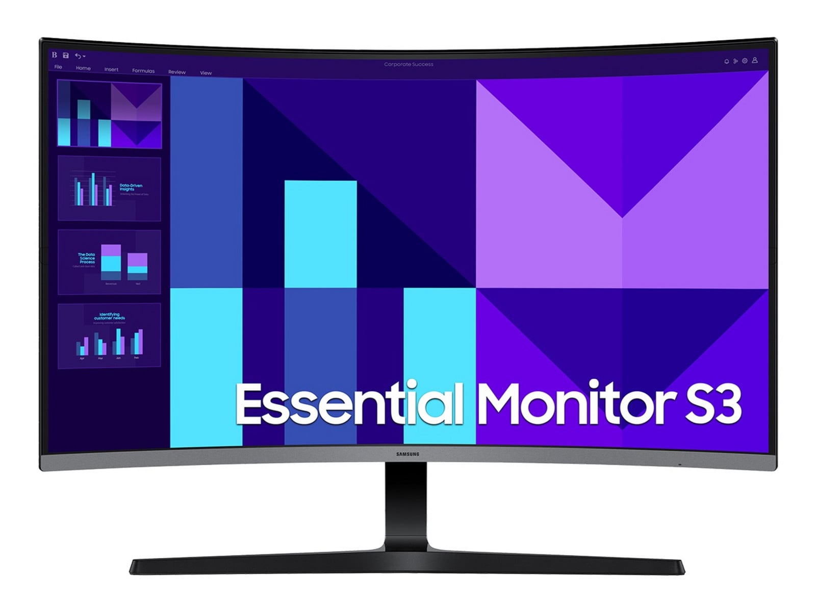 Samsung - 32" Essential Monitor S3 S32D392GA Full HD 100Hz Professional Monitors - Black