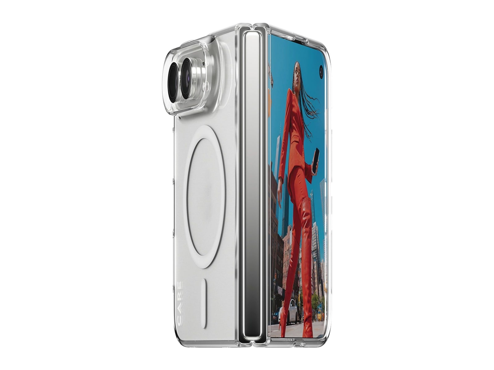PanzerGlass - CARE SL1M Case Transparent w. White MagSafe iPhone Duo