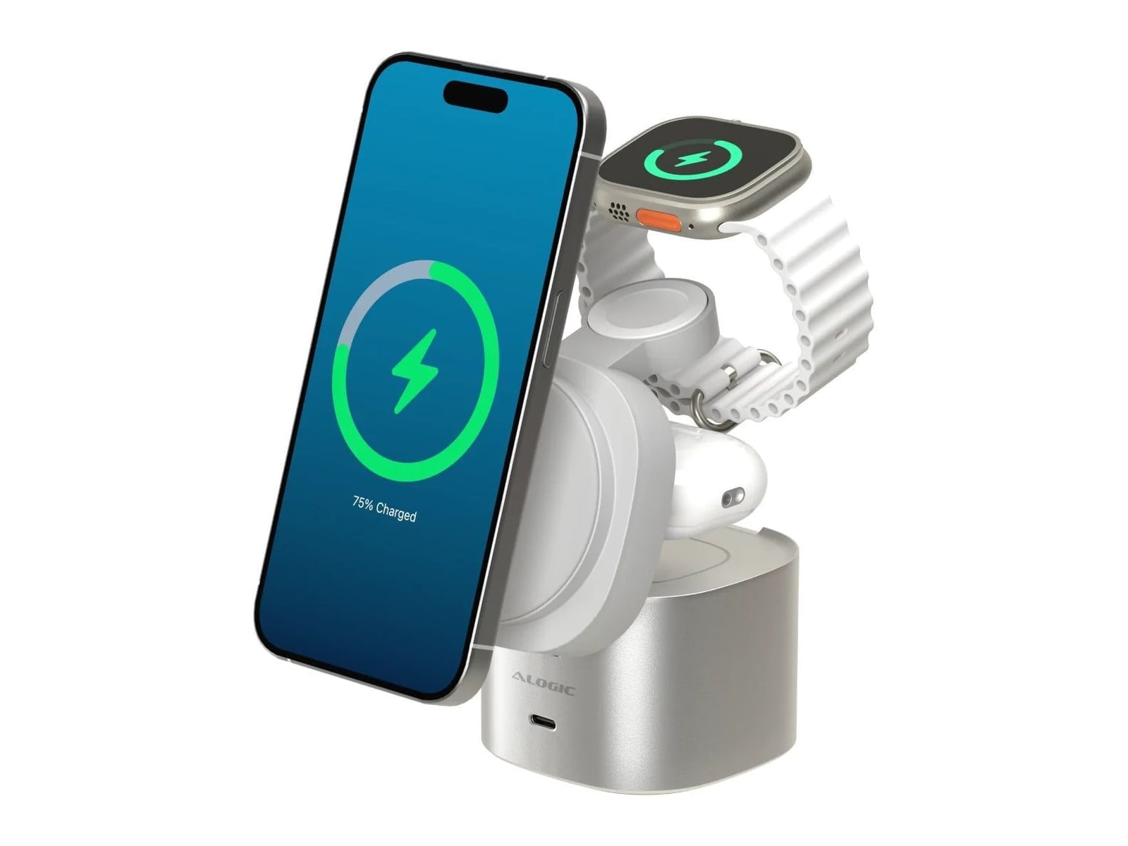 ALOGIC - PowerPod 4-in-1 Qi2 White Wireless Chargers