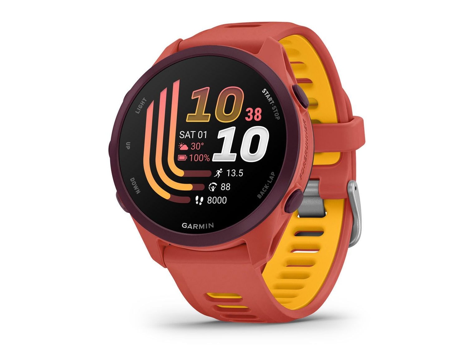 Garmin - Forerunner 170 Music, Red Pink with Red Pink/Mango Band Smart Watches - Red