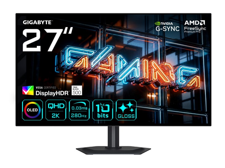 Gigabyte - 27" MO27Q28GR QHD 280Hz Gaming Monitors - Black
