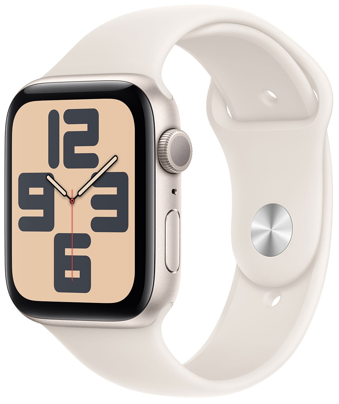 Apple - Apple Watch SE (2nd Generation) (GPS) 44mm Starlight Aluminum Case with Starlight Sport Band - M/L - Starlight