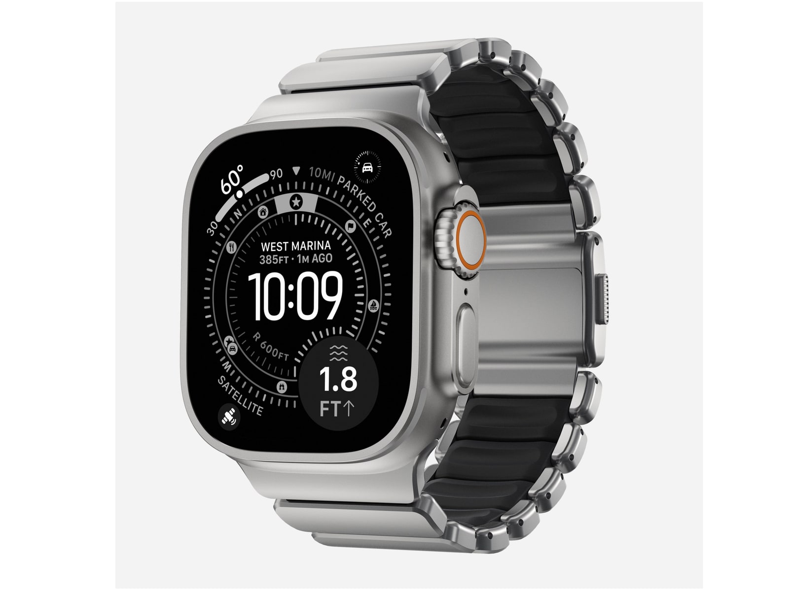Nomad - Stratos Band - 49mm - Natural Titanium - Black FKM