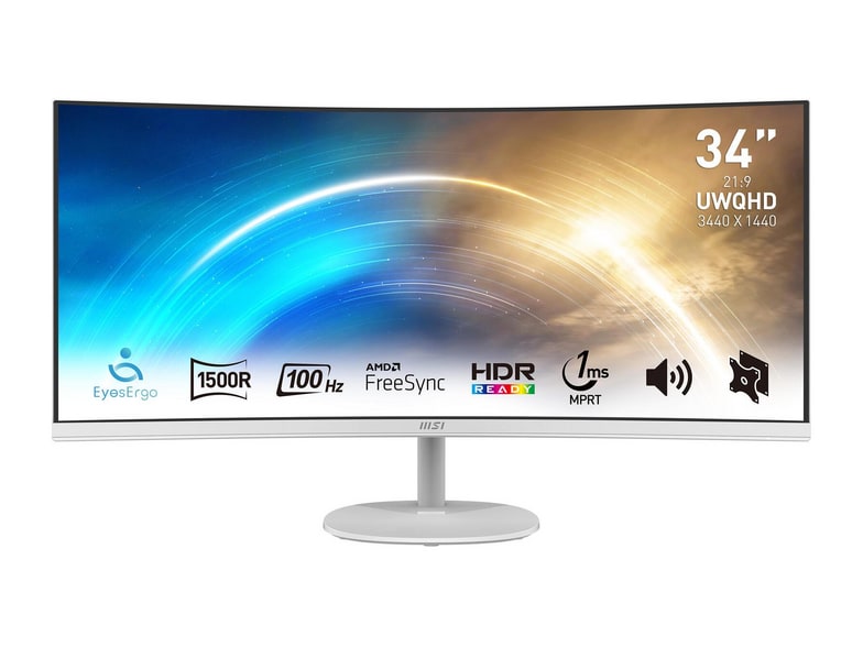 MSI - 34" MP341CQWDE UWQHD 100Hz Curved Monitors - White