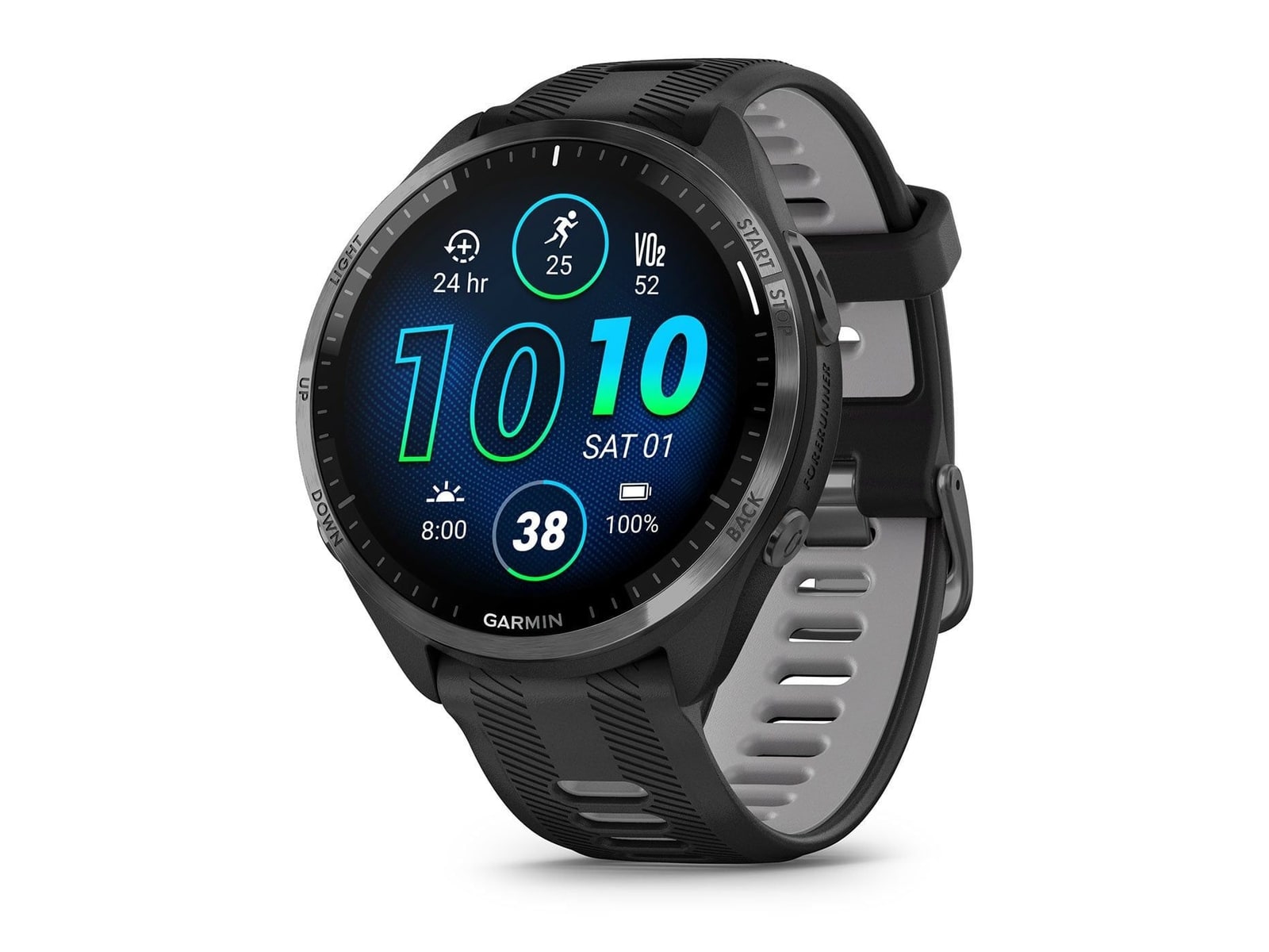 Garmin - Forerunner 965 Black/Powder Gray Silicone Band Smart Watches - Black
