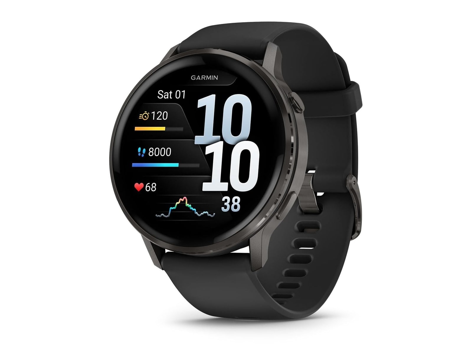 Garmin - Venu 4 - 45 mm, Slate with Black Band Smart Watches - Gray