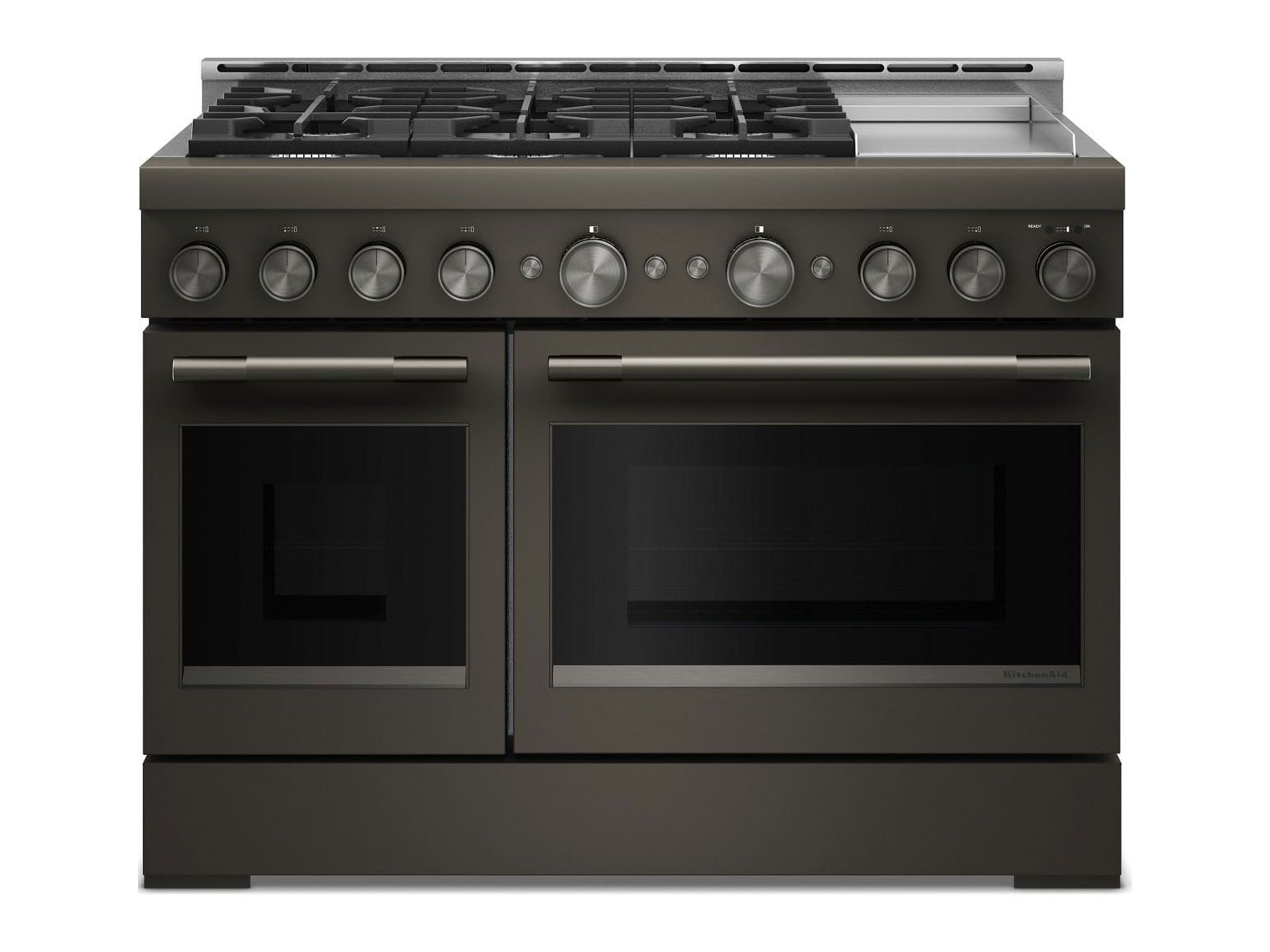 KitchenAid - 6.3 Cu. Ft. Commercial-Style 6 Burner Gas Range with Griddle 48-Inch Wide Black Ore Ovens & Ranges