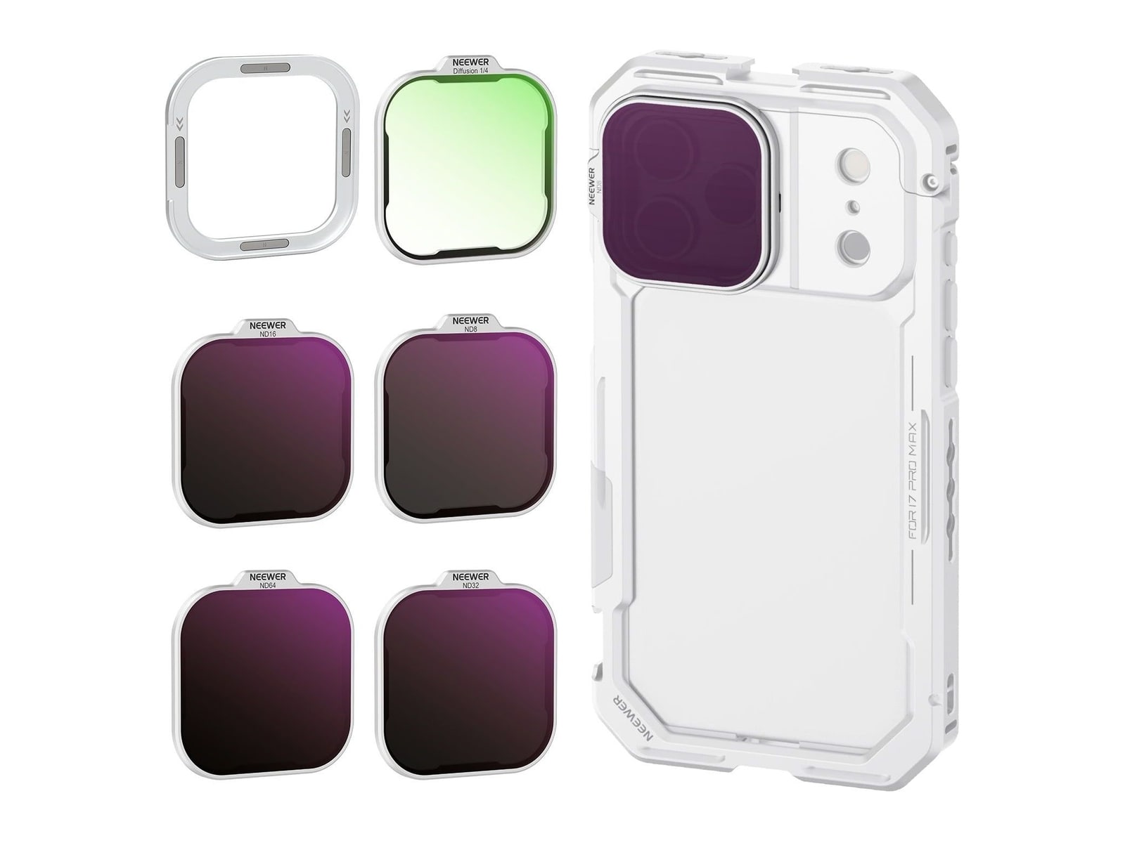Neewer - Filter Set for iPhone 17 Pro/Pro Max Phone Cage Camera Accessories - Silver