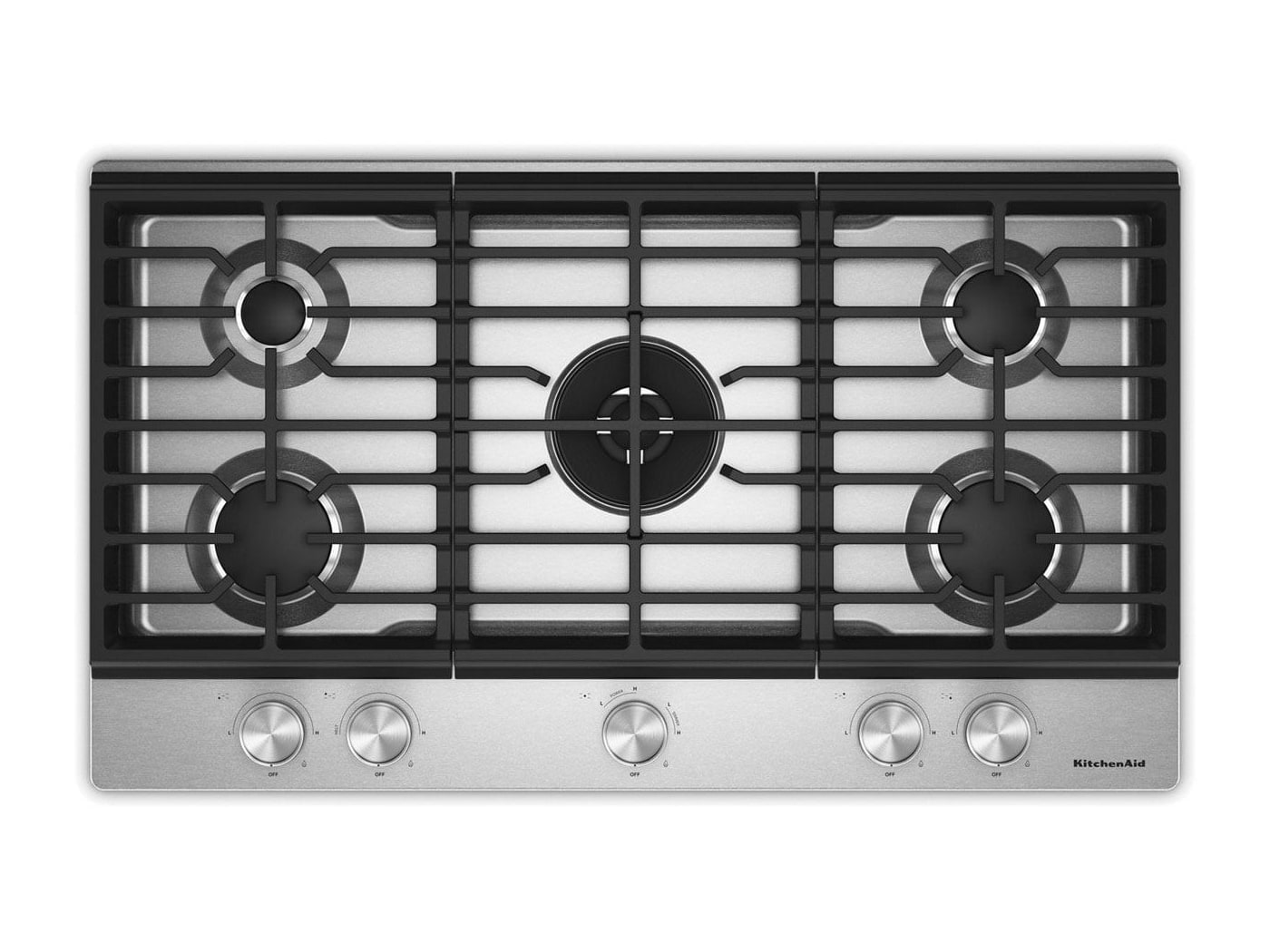 KitchenAid - Gas Cooktop with Integrated Wok Grate 36-Inch Stainless Steel Cooktops