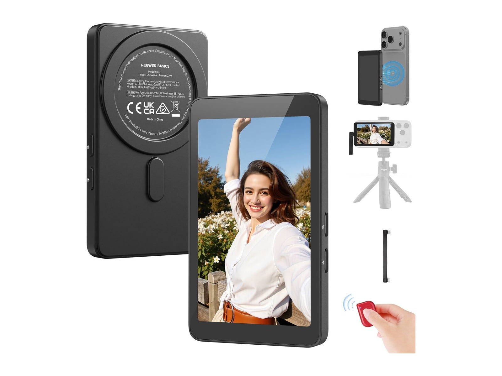 Neewer - BASICS M4C 4" Magnetic Vlog Selfie Monitor Screen Camera Accessories