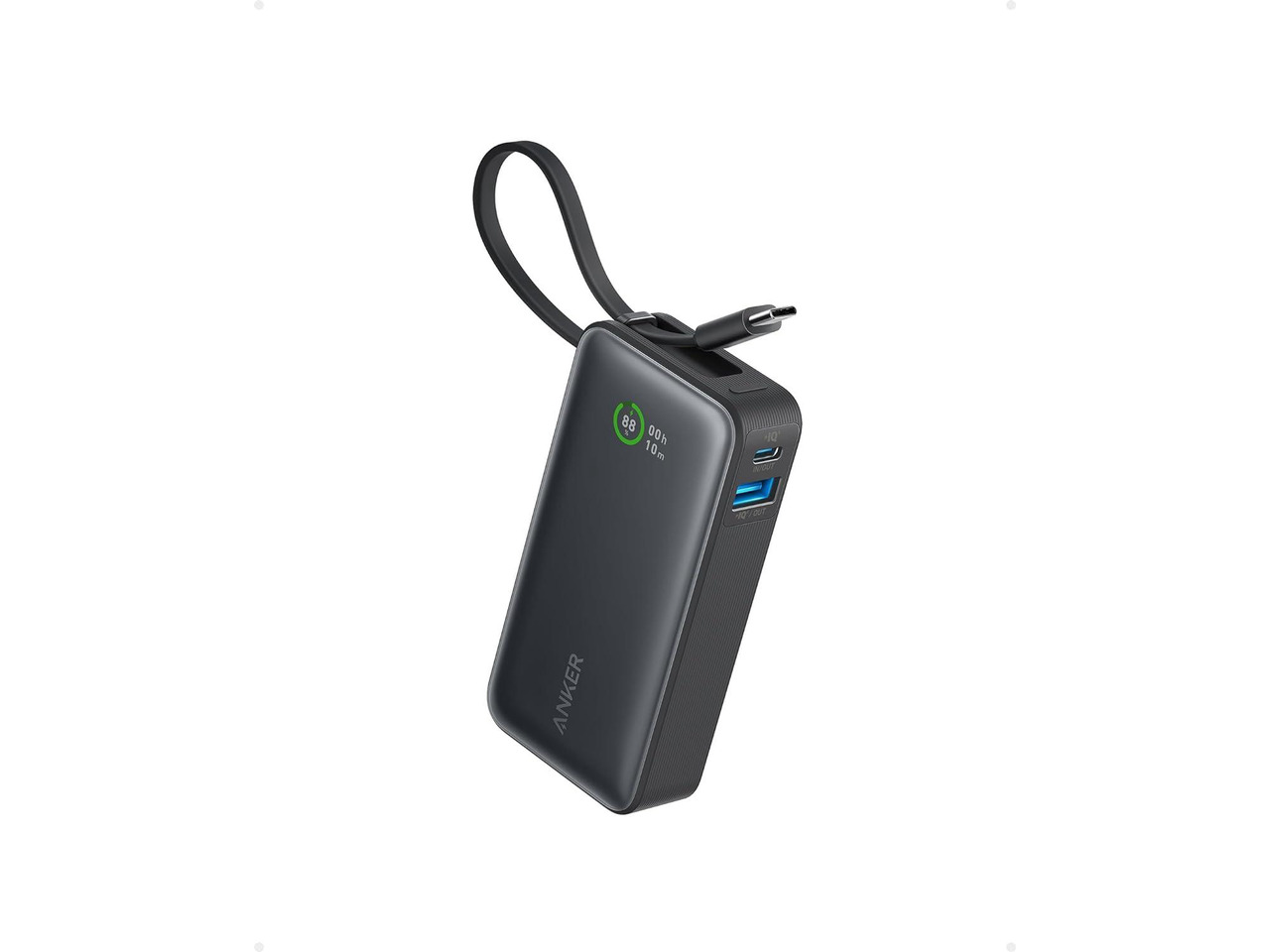 Anker - Nano Power Bank (30W, Built-In USB-C Cable) Black Power Banks
