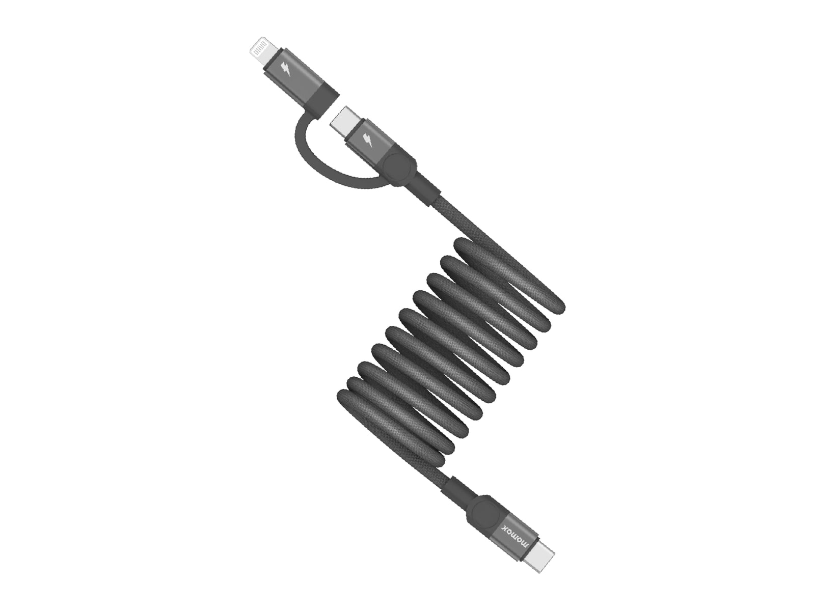 MOMAX - Mag.Link Duo Magnetic USB-C to USB-C & Lightning Cable 60W Up to 2m Black USB-C Cables