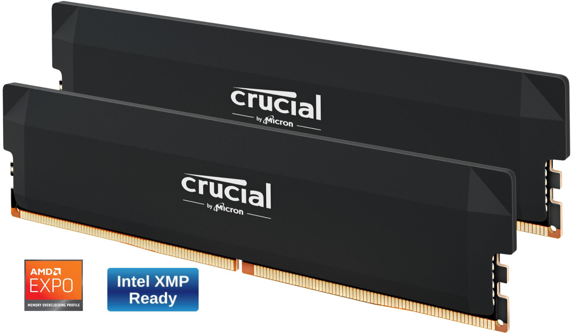 Crucial - Pro Overclocking 64GB (2 x 32GB) DDR5 6000 CL40 DIMM Memory (RAM) - Black