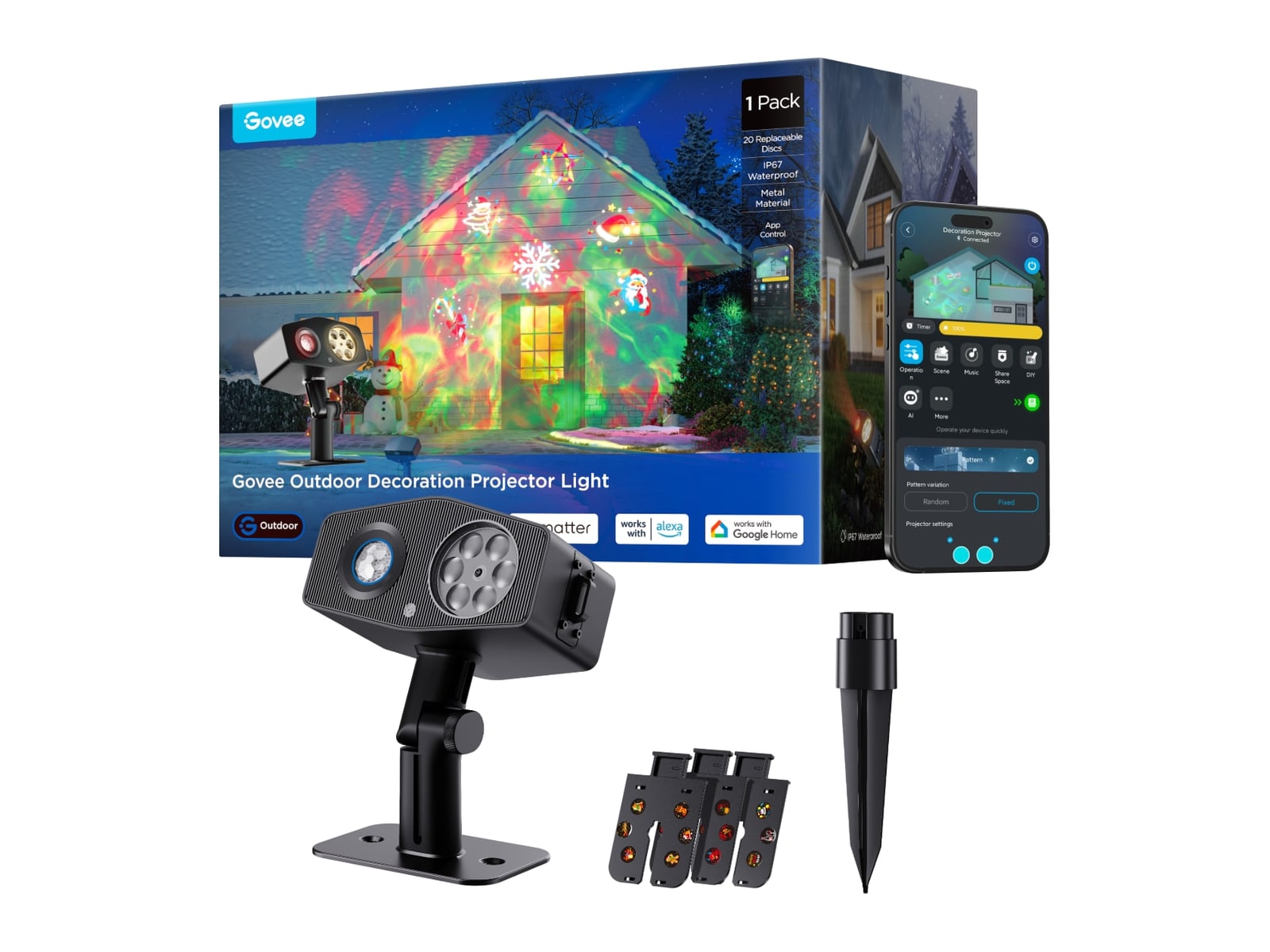 Govee - Outdoor Decoration Projector Light Smart Lighting - Black