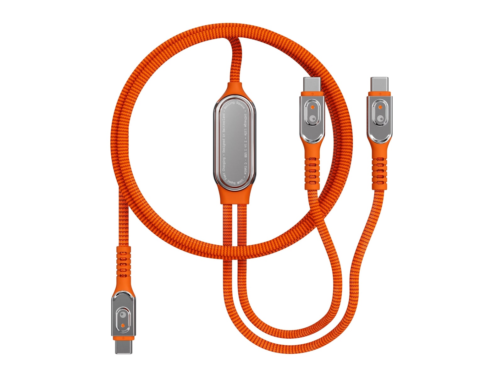 Rolling Square - inCharge Life Dual - 100W 2-in-1 1.5m Orange USB-C Cables