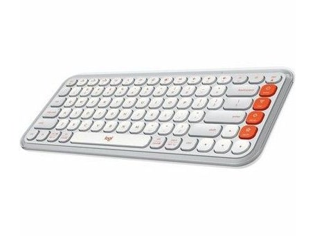 Logitech - POP Icon Keys Bluetooth Wireless Keyboards - White & Orange