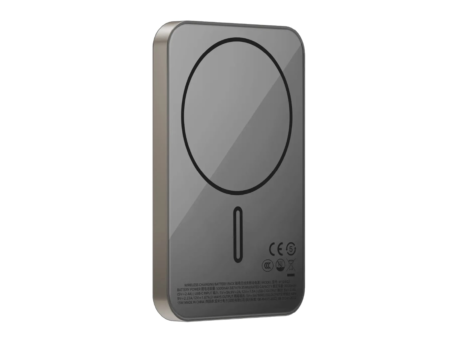 MOMAX - 1-Power Q.Pass Qi2 Magnetic Wireless Power Bank 5000mAh Titanium Power Banks